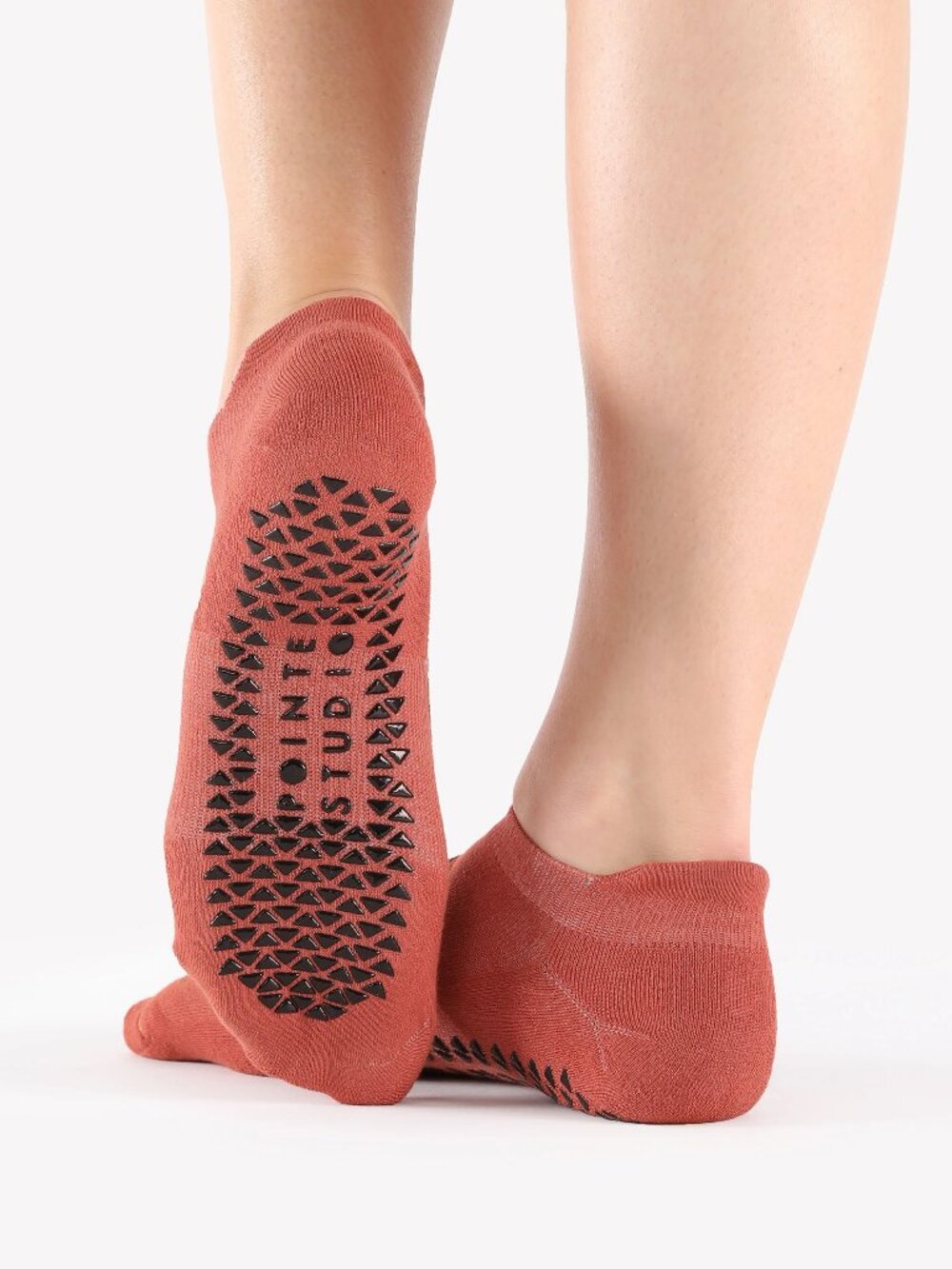 NWT Pointe Studio Josie Strap Grip Socks (Orange/Brown) S/M